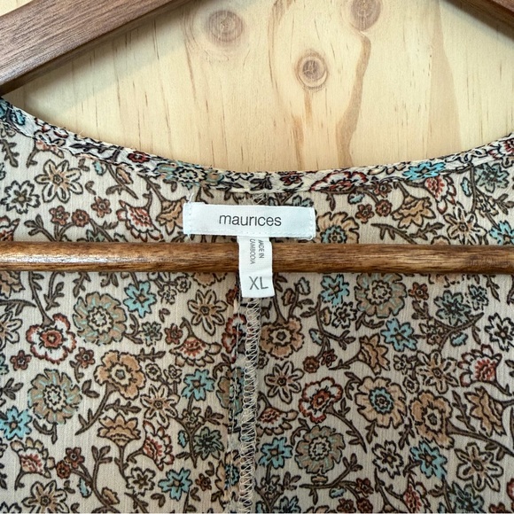 Maurice’s Floral Kimono with Red Accents Women’s XL - Picture 4 of 5